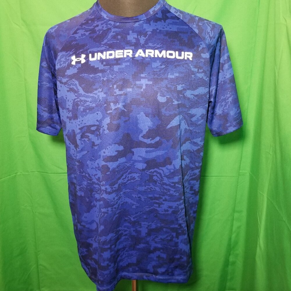 Under Armour 2021 Heat Gear Loose Fit Dark Blue Digital Camo Mens Medium Gym